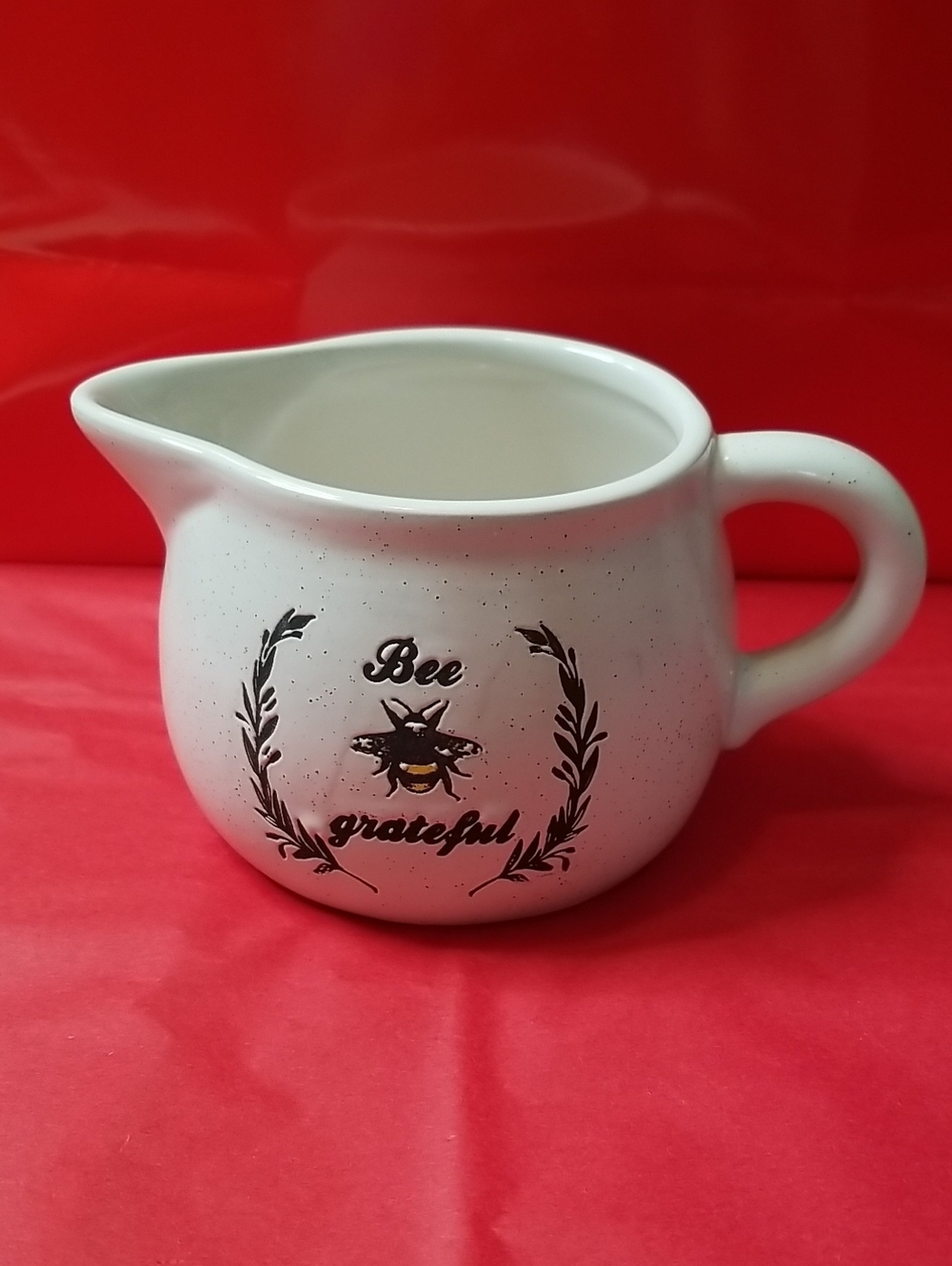 Bee Collection "Bee Grateful" Ceramic Milk/Creamer Vessel EUC